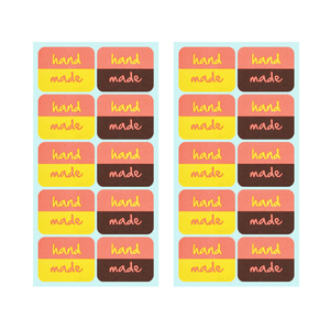 핸드메이드 스티커 (핑크&amp;옐로 + 핑크&amp;브라운 8x2개)